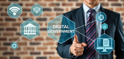 DIGITAL GOVERNMENT. Electronic government concept. Modern governance technologies. Digitalization.