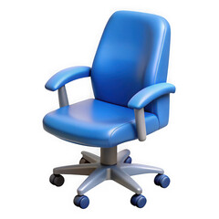 Blue office chair isolated on transparent background