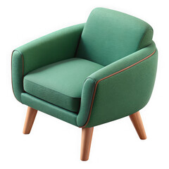 Green armchair isolated on transparent background