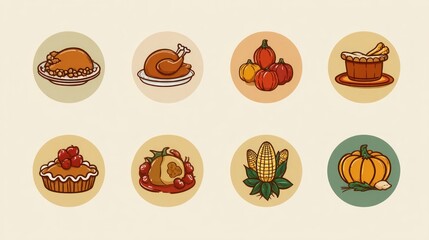 Thanksgiving dinner icons