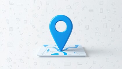 Digital Map with Location Pin Icon Representing Navigation, Travel, and Geographic Data