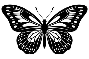 Vector art of silhouette of  butterfly on white background