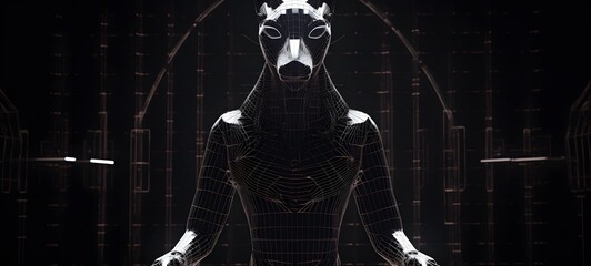 anubis Wireframe, highly detailed, cinematic lighting, generative AI