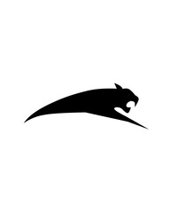 A dynamic, stylized silhouette of a fierce panther in mid-leap, symbolizing power, agility, and speed. The sleek design conveys strength and movement with bold, smooth lines.