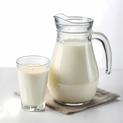 Fresh Milk Glass and Jug