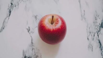Fresh Red Apple on Marble Surface