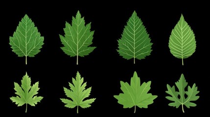 Green Leaf Illustration Set on Black Background