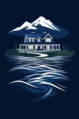 Mountain Home with River Pathway