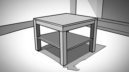 Simple Gray End Table with Shelf in Corner