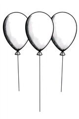 Three Simple Balloons, Hand Drawn Illustration
