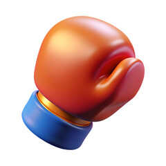 Realistic 3D Boxing Glove Illustration with Vibrant Colors on Transparent PNG Background