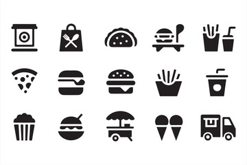 Vector Collection of Popular Fast Food Icons for Food-Related Projects