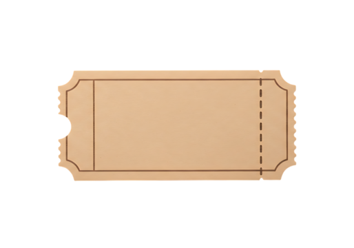 Blank Beige Vintage Ticket Stub;  Retro Design,  Nostalgic Mood,  Event Admission.