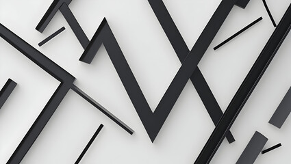  Abstract black zigzag line on plain white background               