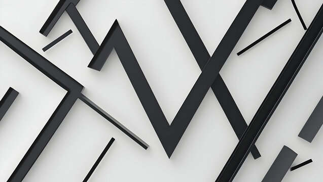  Abstract black zigzag line on plain white background               