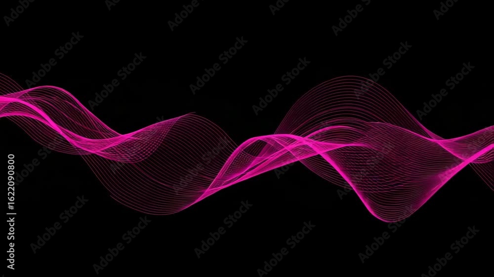 Poster a vibrant pink wave pattern flows across a dark background creating a modern abstract design