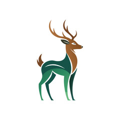 Vector art of elegant deer with antlers isolated on white background, a majestic creature