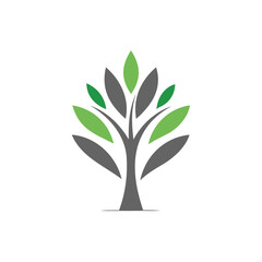 Vector art of abstract tree with green leaves isolated on white background illustration