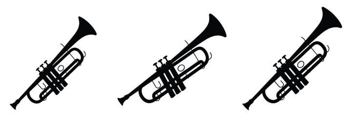 Trumpet vector silhouette illustration isolated on white background