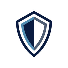 Vector art of modern shield logo with navy and gray isolated on white background