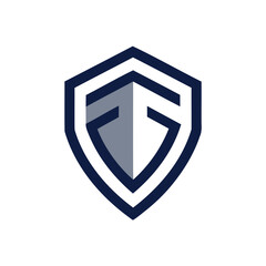 Vector art of a modern shield logo with geometric shapes isolated on white background
