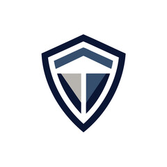 Vector art of a stylized shield logo with a geometric design isolated on white background