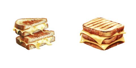 grilled cheese sandwich watercolor vector illustration