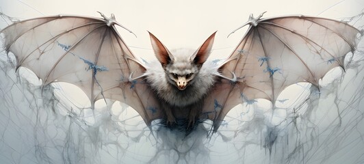 Bat Dryad Monster Wireframe, generative AI