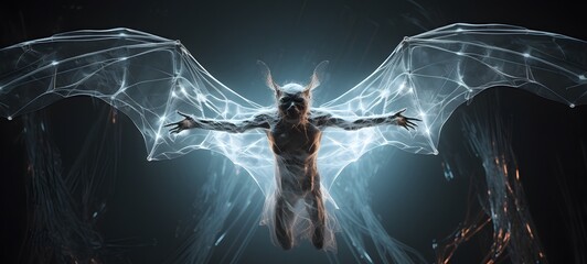 Bat Dryad Monster Wireframe, generative AI