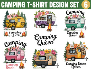Retro Camping T-Shirt Design | Mountain & Forest SVG | Vintage Camp Vibes Shirt