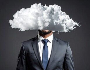 Businessman with a cloud head