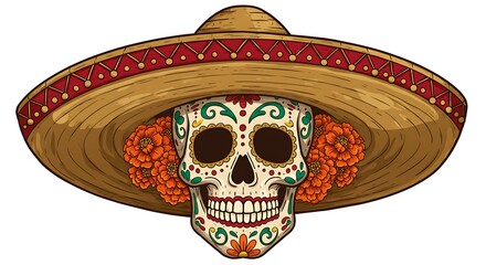 Sugar Skull Sombrero: Vibrant Day of the Dead Art