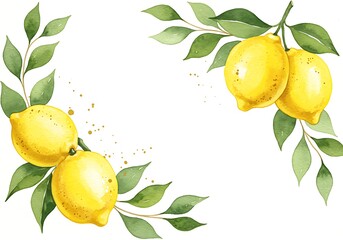 Watercolor Lemons: Sunlit Citrus & Green Leaves