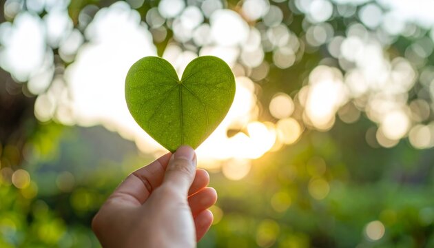 Heart-Shaped Leaf in Sunlight A Symbol of Nature's Love, Environmentalism, Green, Ecology Nature, Love