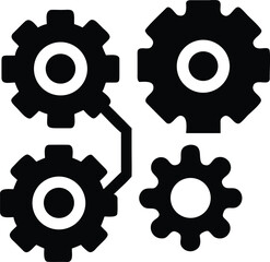 Gears interconnected mechanism icon
