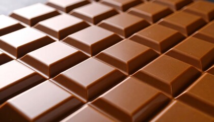 Fototapeta premium Milk Chocolate Bar Close-up Grid Composition, Shiny Texture, Sweet Treat, Food Photography Chocolate, Candy