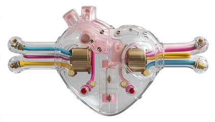 Transparent Mechanical Heart, Internal Anatomy, Studio Shot, Medical Illustration