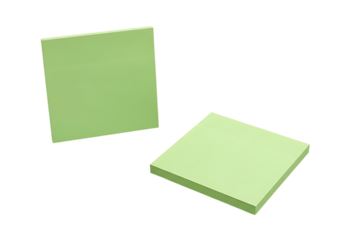 Two Pale Green Sticky Notes Isolated on Black Background: Minimalist Office Supplies Mockup