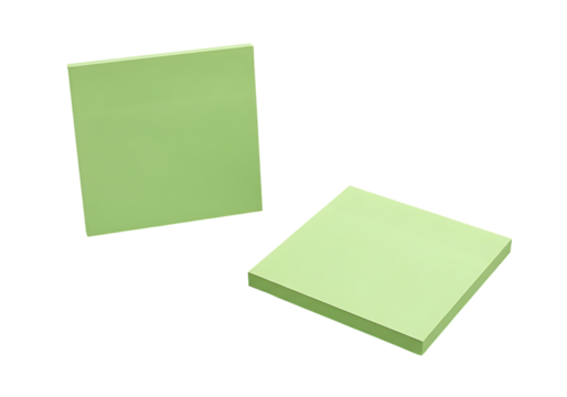 Two Pale Green Sticky Notes Isolated on Black Background: Minimalist Office Supplies Mockup
