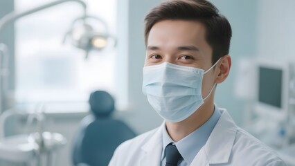 Healthcare Professional Wearing a Mask in a Medical Setting