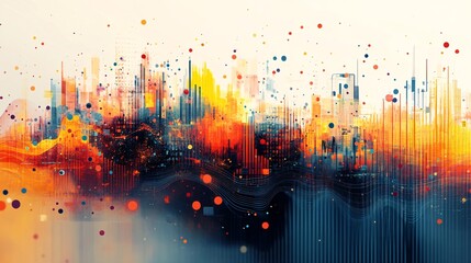 Abstract Colorful Cityscape at Night with Dynamic Energy and Vibrant Textures