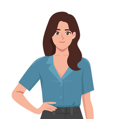 Confident Woman in Smart Casual Attire. Flat Vector character illustration