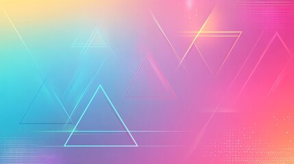 Abstract Pastel Triangle Background with Glowing Neon Lines