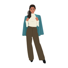 Confident Woman in Modern Business Fashion. Flat Vector character illustration