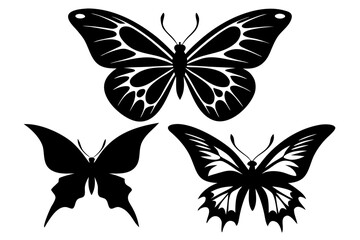 Vector art of silhouette of black and white butterflies