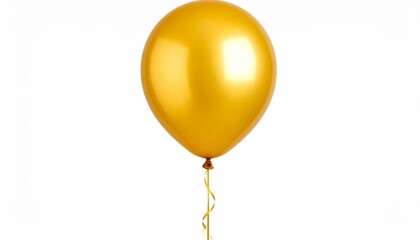 Single Gold Balloon Isolated, Vertical Composition, Celebration Concept, Shiny Texture, Party Decor Balloon, Celebration
