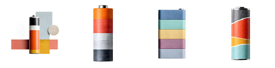 Fototapeta premium Modern Color Palette Minimalist Battery Design Isolated