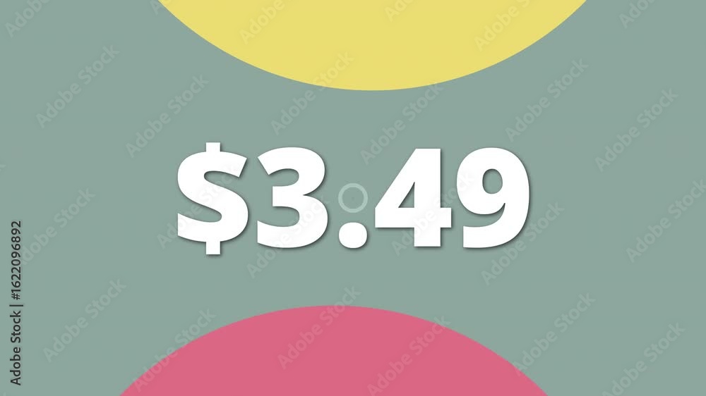 Poster flat design animation with vibrant colors showing 3.49 ideal for use in social media or product prom