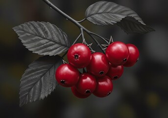 Crimson Berries: Dark Elegance in Digital Art
