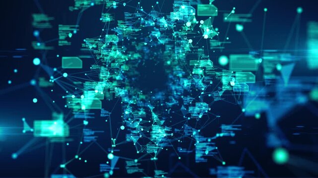 Encrypted data transfer network with AI powered security encryption, animation